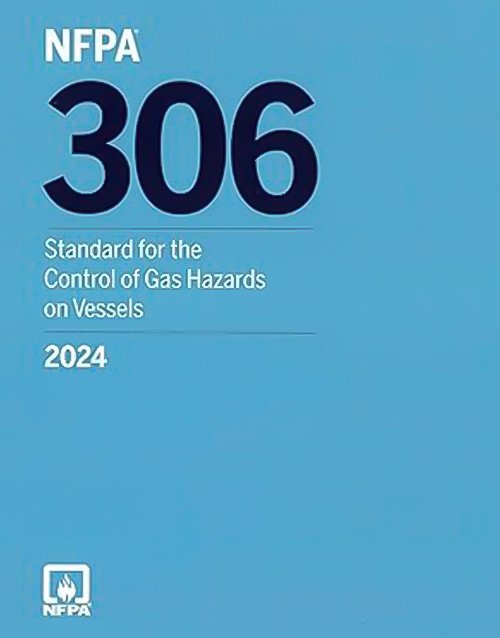 NFPA 306 standard document cover for controlling gas hazards on vessels, featuring safety and compliance information.