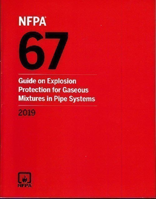 NFPA Guide on Explosion Protection for Gaseous Mixtures in Pipe Systems, 2019 edition, with book cover and ISBN 978-1455922000