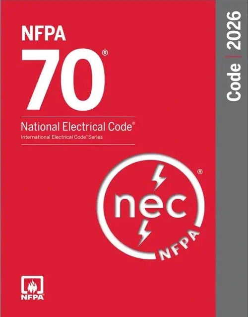 NFPA 70 National Electrical Code 2026 edition, NEC logo on red cover