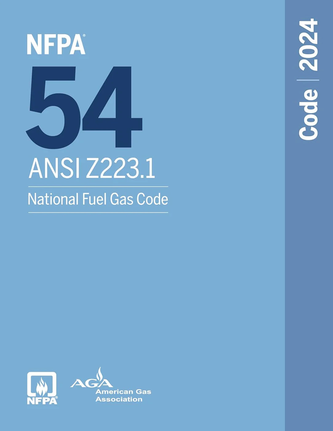 NFPA 54/ANSI Z223.1 National Fuel Gas Code 2024 Edition book cover, featuring title and NFPA branding.