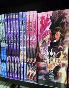 Complete Solo Leveling manga series set with volumes 1-12 by Chugong, featuring colorful manga comic book covers.