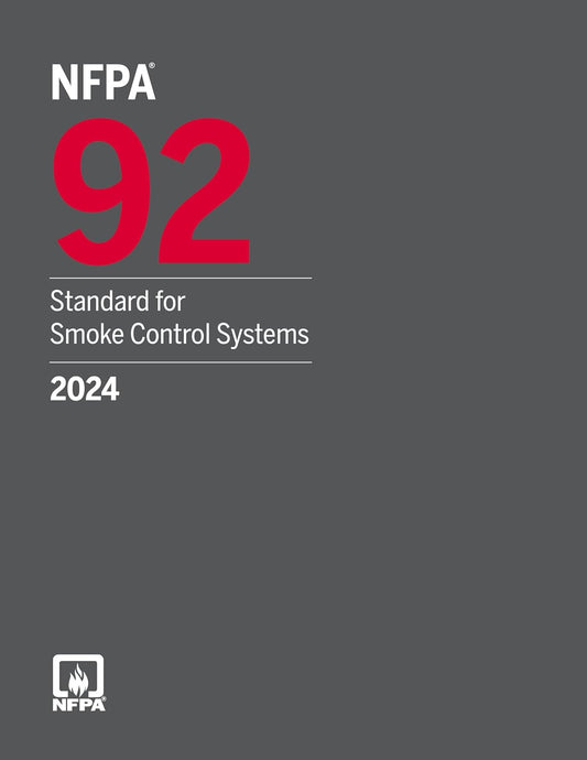 NFPA 92 standard book for smoke control systems, 2024 edition, published by onlinebookdeals, showing the cover with title and details.