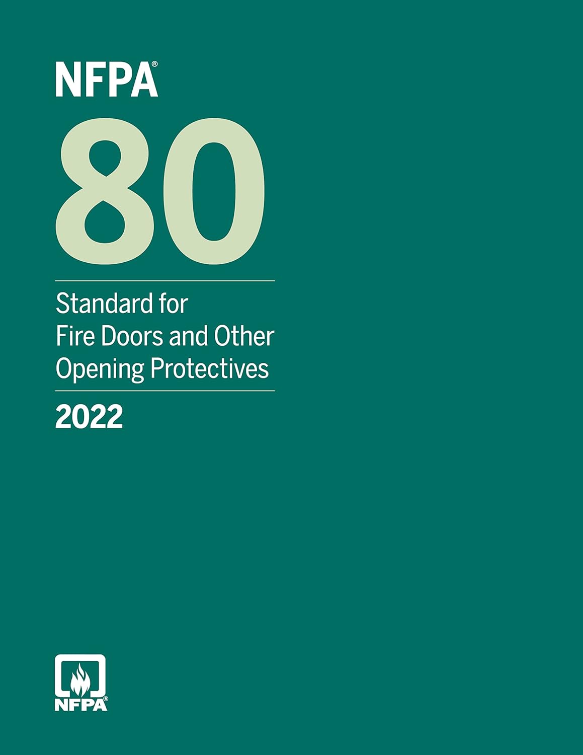 NFPA 80 Standard for Fire Doors and Opening Protectives 2022 edition book by NFPA, shown with cover and title.