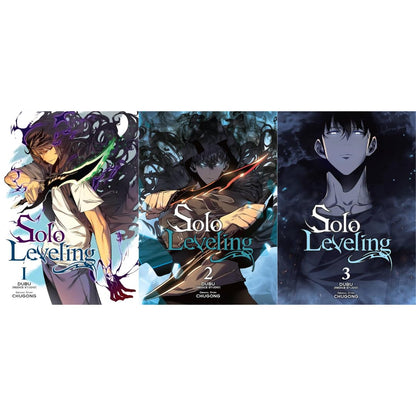 Complete Solo Leveling manga series set volumes 1-12 by Chugong, featuring colorful manga covers with action scenes and characters.