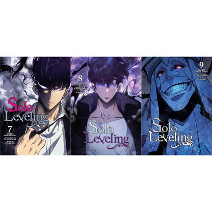Complete manga series set of Solo Leveling Volumes 1-12 by Chugong, featuring colorful comic book covers.