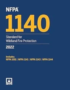 NFPA 1140 Wildland Fire Protection Standard 2022 edition document, official NFPA publication, with cover and relevant details.