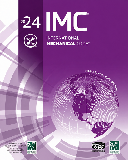 International Mechanical Code 2024 book by ICC, featuring the cover with title and publisher details in a clear, professional design.