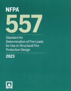 NFPA 557 Standard for Fire Loads for Structural Fire Protection Design 2023 edition, shown on a digital device screen.