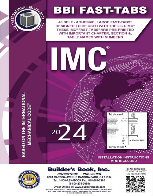 ICC 2024 International Mechanical Code BBI Fast Tabs by onlinebookdeals, close-up of the compact, portable reference book cover.