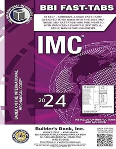 ICC IMC BBI Fast Tabs 2024 book cover with title and logo, designed for quick reference to international mechanical code standards