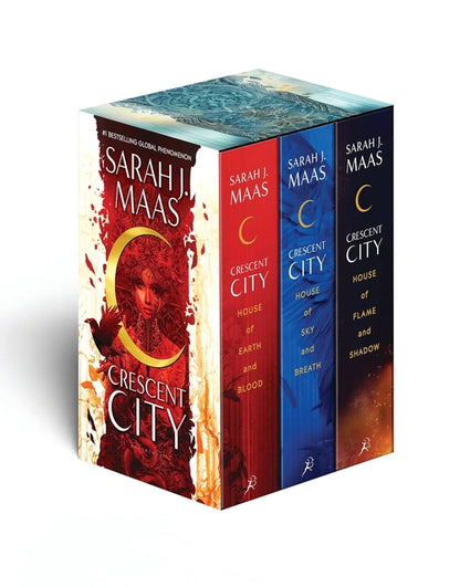 Set of three Crescent City comic books from the series, featuring vibrant cover art and detailed illustrations.