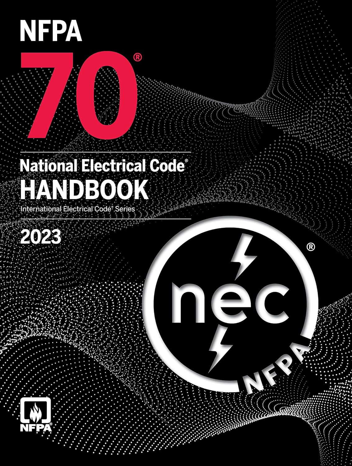 NFPA 70 National Electrical Code (NEC) Handbook 2023 Edition hardcover, featuring detailed electrical code guidelines.
