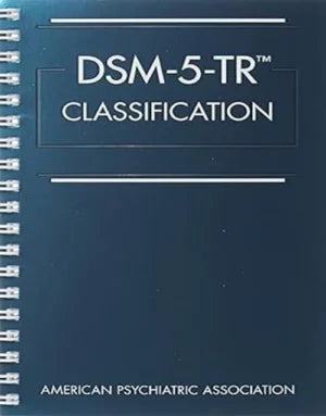 Spiral-bound DSM-5-TR Classification book in English with cover and spine visible, ideal for mental health professionals.