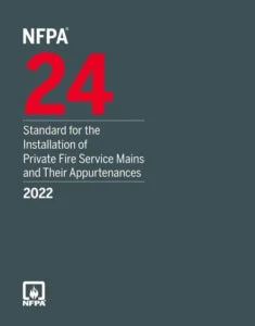 NFPA 24 Standard for Private Fire Service Mains and Appurtenances 2022 Edition book cover with ISBN 978-1455927852