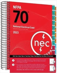 NFPA 70 National Electrical Code 2023 Edition spiralbound with tabs, NEC code book, onlinebookdeals brand, detailed electrical regulations
