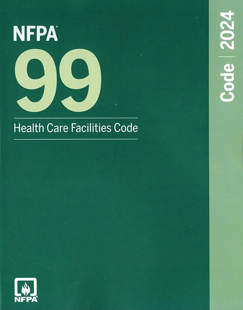 NFPA 99 Health Care Facilities Code 2024 Edition paperback book with cover showing title and NFPA logo.