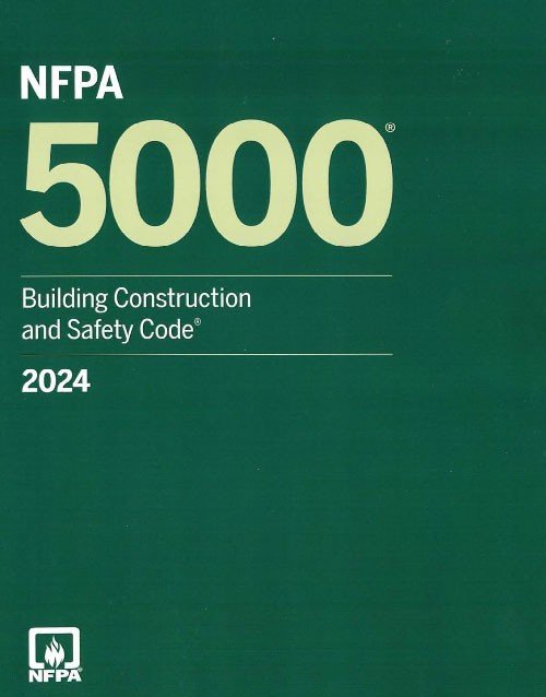 NFPA 5000 Building Construction and Safety Code 2024 edition, book cover with title and edition details.