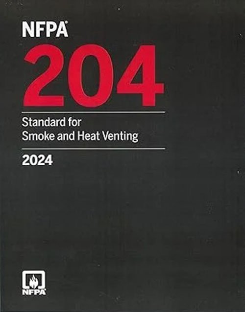 NFPA 204 Standard for Smoke and Heat Venting 2024 Edition book cover, NFPA safety standards manual, onlinebookdeals publication