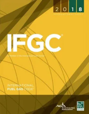 ICC 2018 International Fuel Gas Code book cover, softcover edition with ISBN 978-1609837419, for gas code regulations.