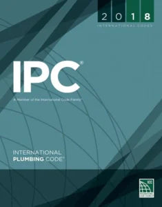 ICC International Plumbing Code (IPC) 2018 Edition book cover with ISBN 978-1609837457, featuring technical plumbing standards.