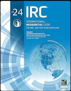 ICC International Residential Code 2024 book cover, compact size, with text and design elements visible.
