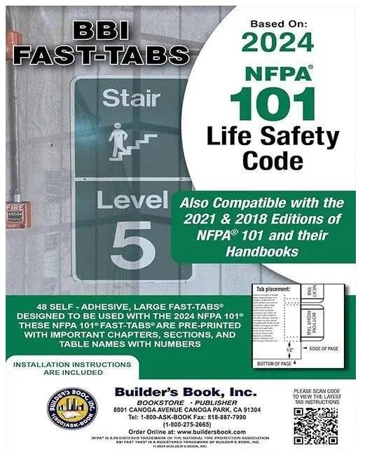 NFPA 101 Life Safety Code 2024 edition cover image, NFPA standard book for fire safety and building code compliance.