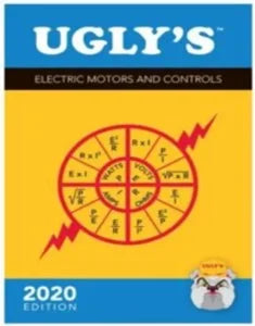 Spiral-bound NFPA Electric Motors and Controls 2020 Edition book by Ugly’s, featuring diagrams and electrical standards.