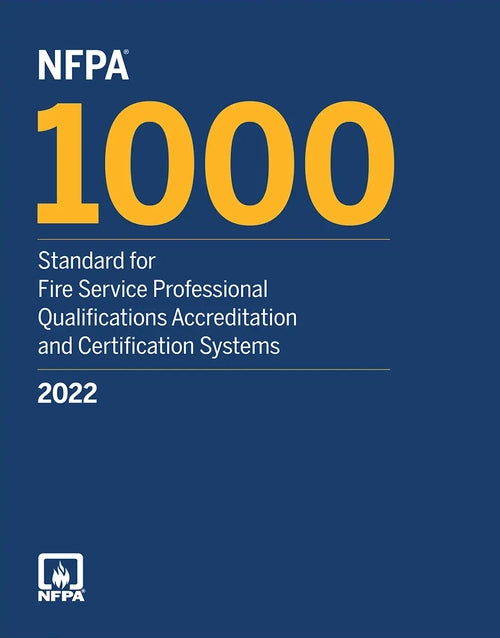 NFPA 1000: Standard for Fire Service Professional Qualifications Accreditation 2022 document cover with NFPA logo.