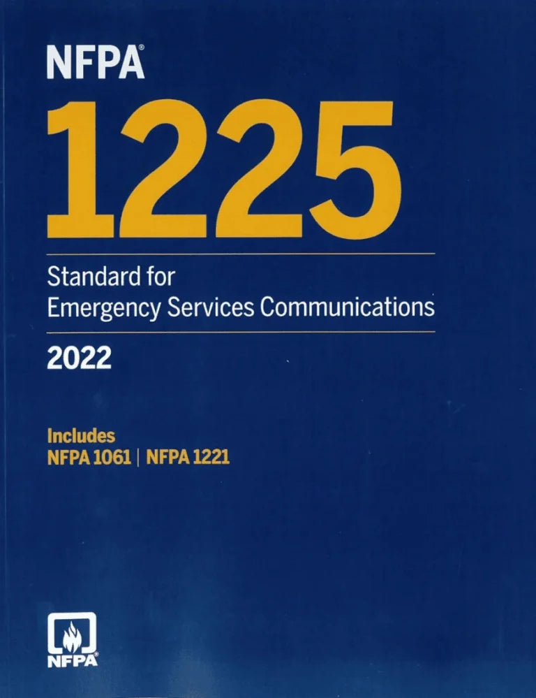 NFPA 1225: Standard for Emergency Services Communications 2022 edition book by NFPA, featuring a cover image with text and graphics.