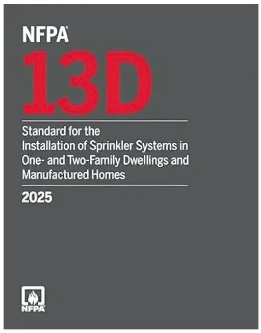NFPA 13D 2025 Standard for Sprinkler Systems in One- and Two-Family Dwellings, technical book cover