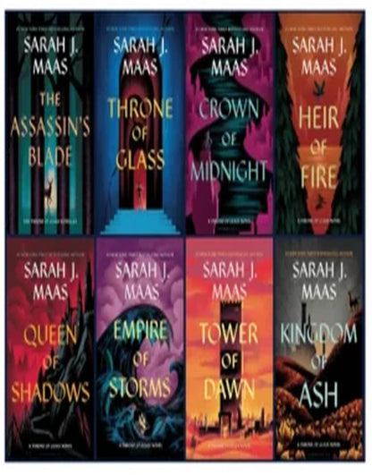 Paperback box set of Throne of Glass comics, featuring multiple colorful covers from the onlinebookdeals collection.